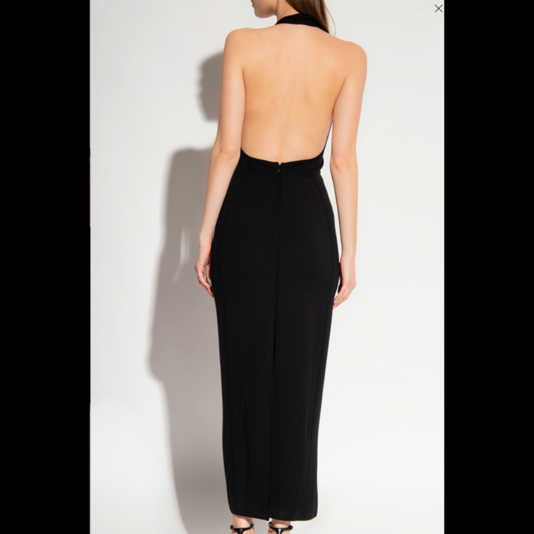 RRP £2165 BNWT SAINT LAURENT Wool Knitted Long Dress Size S, Halter Neck.