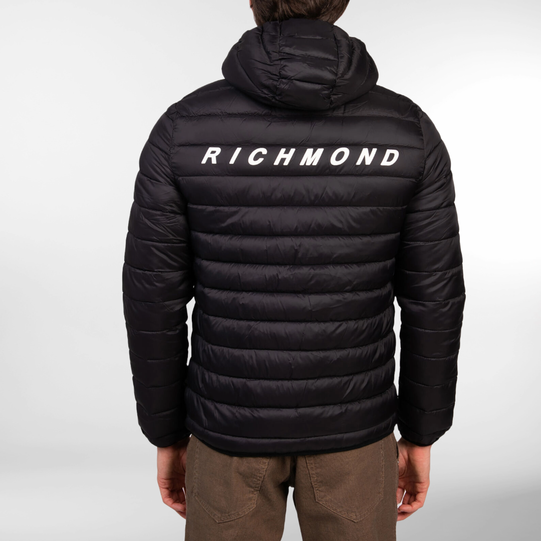 RRP £385 BNWT JOHN RICHMOND Quilted Jacket Size L, Full Zip Hooded