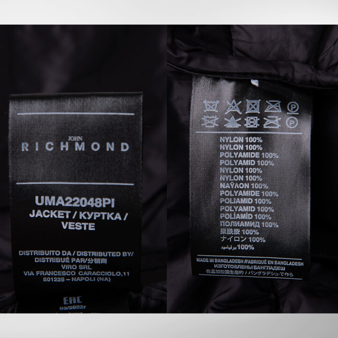 RRP £385 BNWT JOHN RICHMOND Quilted Jacket Size L, Full Zip Hooded