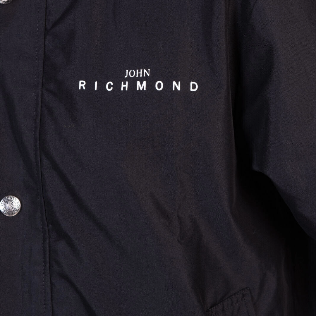 RRP £285 BNWT JOHN RICHMOND Coated Jacket Size L, Drawcord Hooded