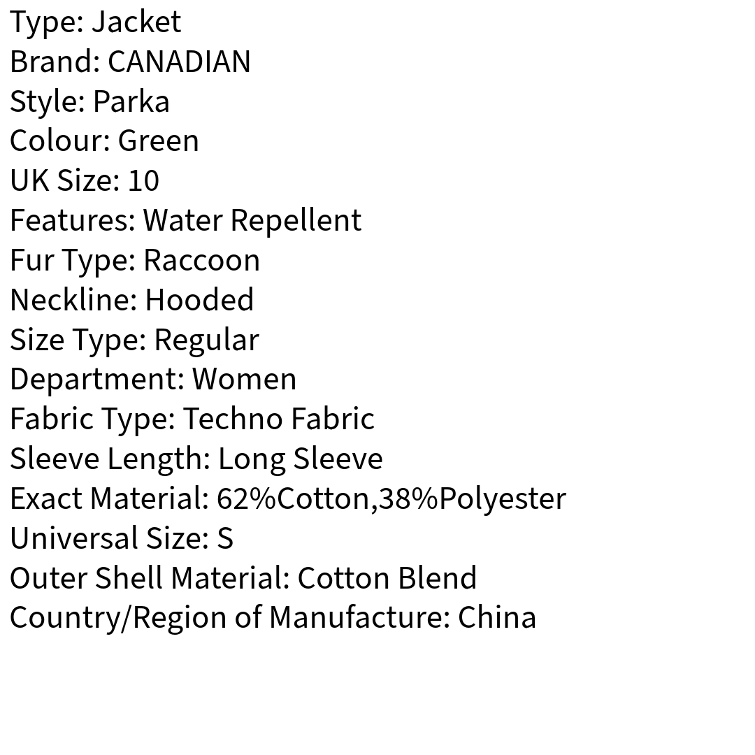 RRP £340 BNWT CANADIAN CLASSIC Down Parka Jacket UK10 Size S