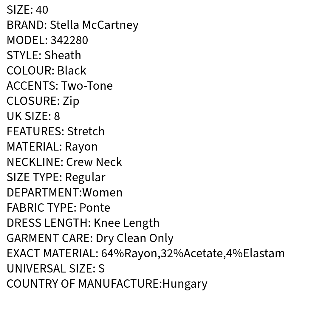 RRP £1540 BNWT STELLA McCARTNEY Sheath Dress Size S UK8 - Stretch Colour Block