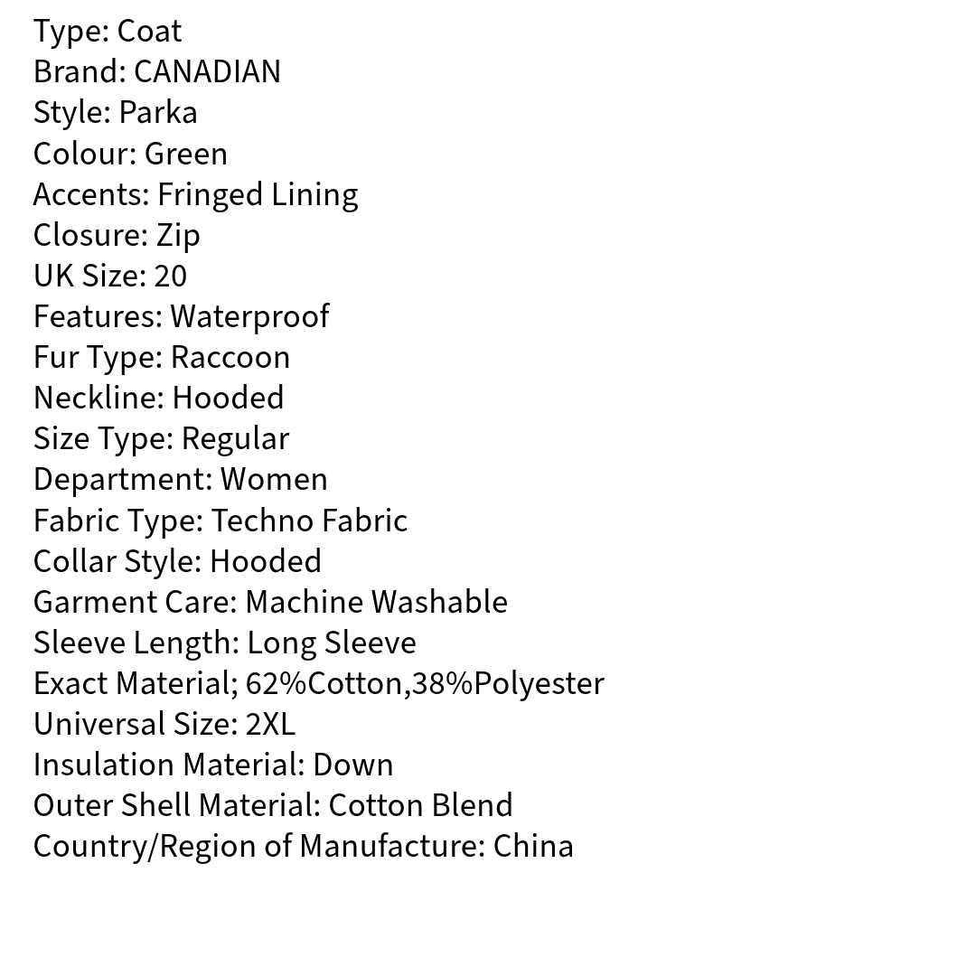 RRP £370 BNWT CANADIAN CLASSIC Men's Down Coat UK20 XXL. Fringed Lining