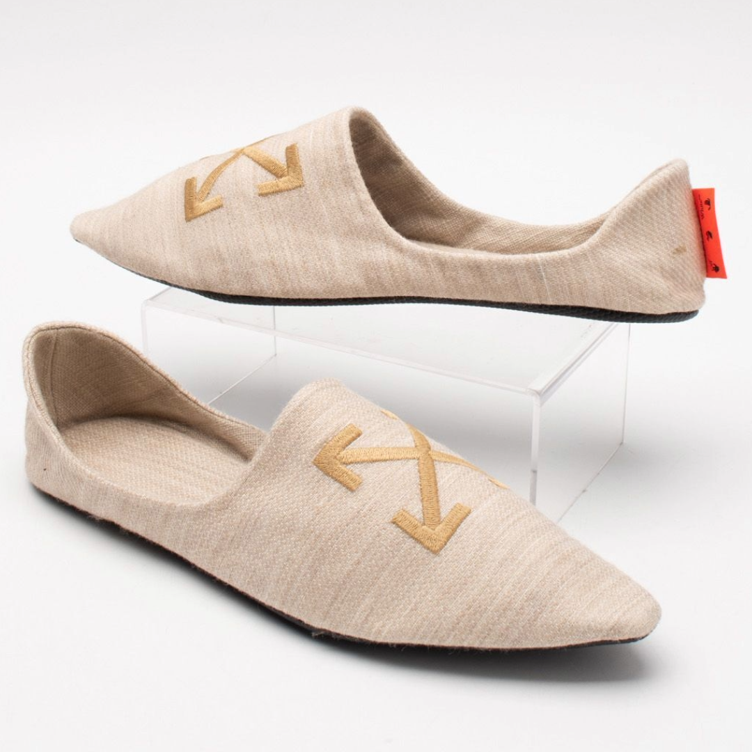 RRP £190 Brand New OFF-WHITE Womens Loafer Slippers UK7 Embroidered Arrow