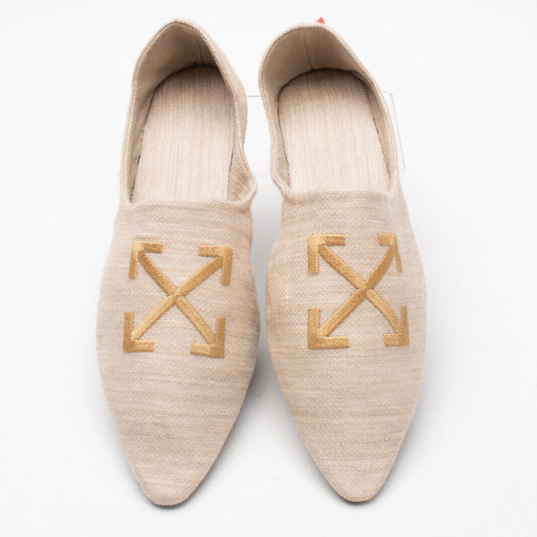 RRP £190 Brand New OFF-WHITE Womens Loafer Slippers UK7 Embroidered Arrow