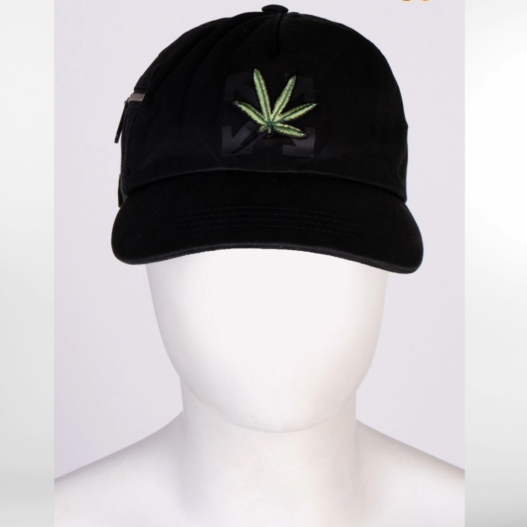 RRP £200 BNWT OFF-WHITE c/o VIRGIL ABLOH Weed Baseball Cap. Arrows Log