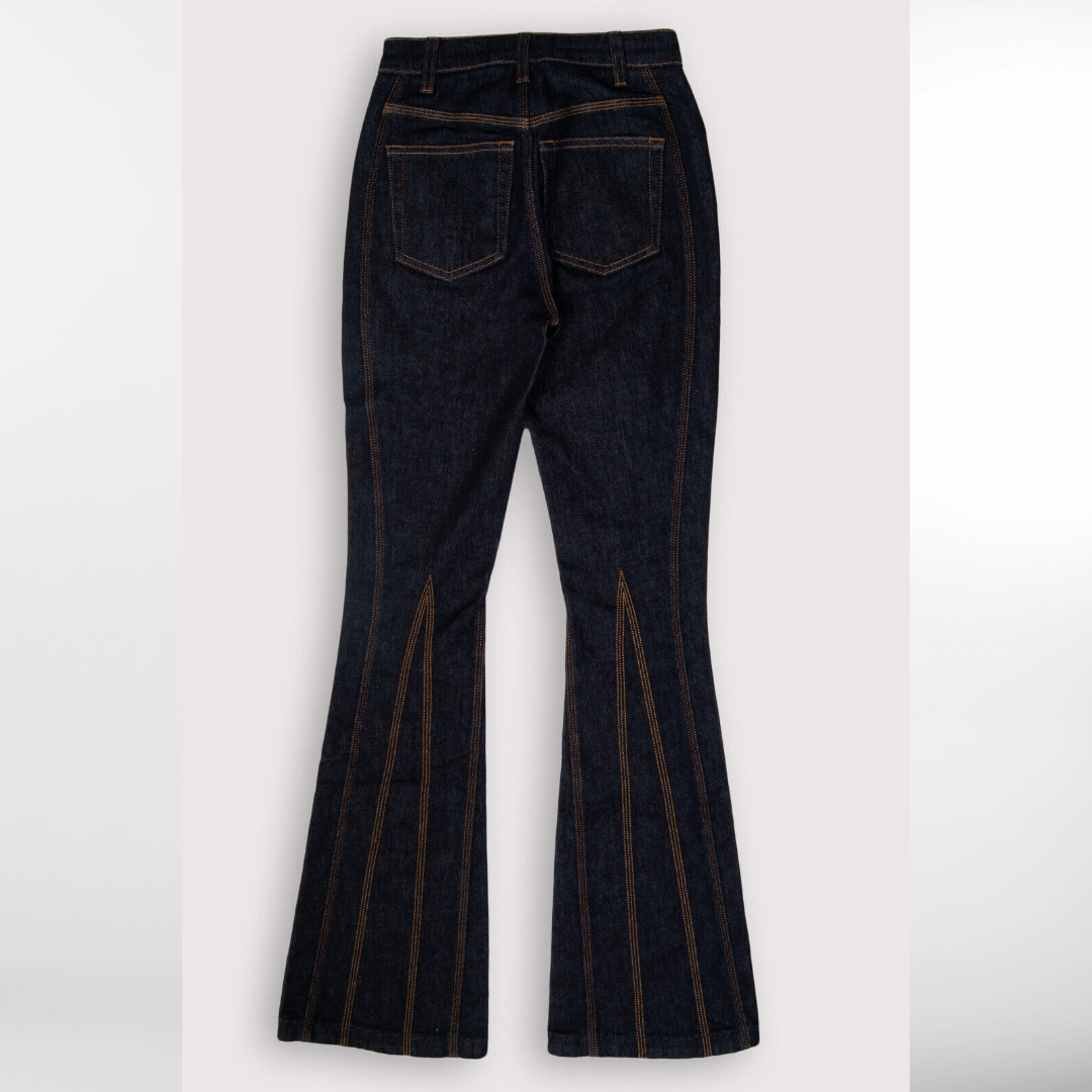 RRP £665 BNWT DOLCE & GABBANA Flared Jeans UK4 XXS - Metal Logo - Made In Italy