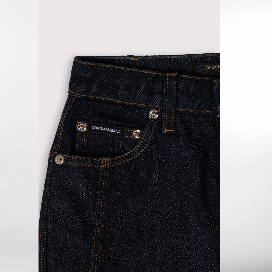 RRP £665 BNWT DOLCE & GABBANA Flared Jeans UK4 XXS - Metal Logo - Made In Italy
