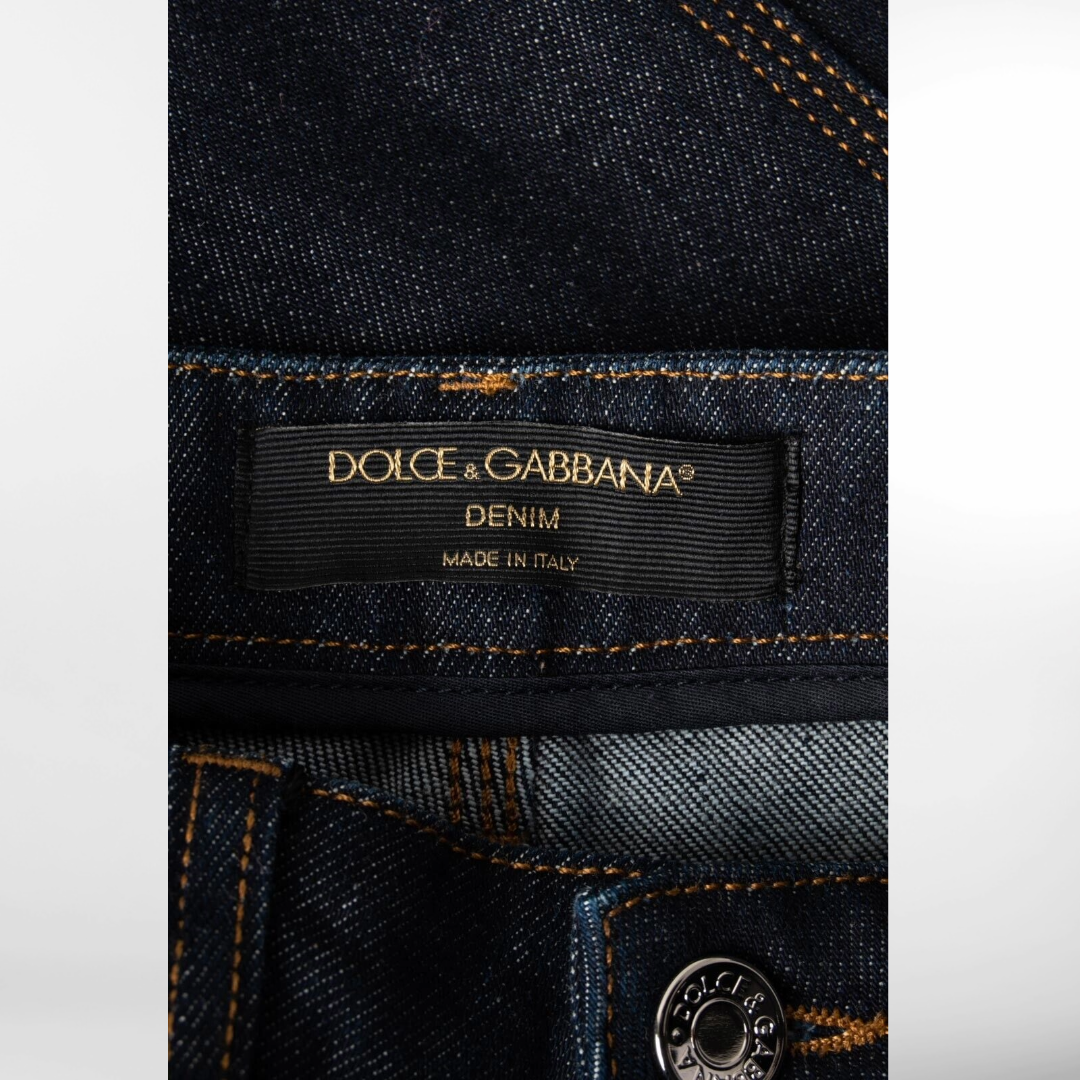 RRP £665 BNWT DOLCE & GABBANA Flared Jeans UK4 XXS - Metal Logo - Made In Italy
