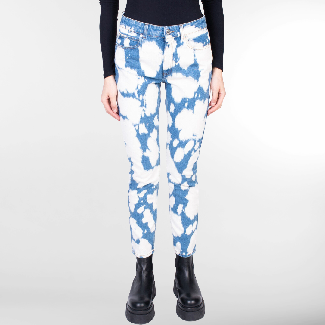 RRP £580 BNWT BURBERRY Size 4 Womens Jeans Size W27, Logo Patch, Bleac