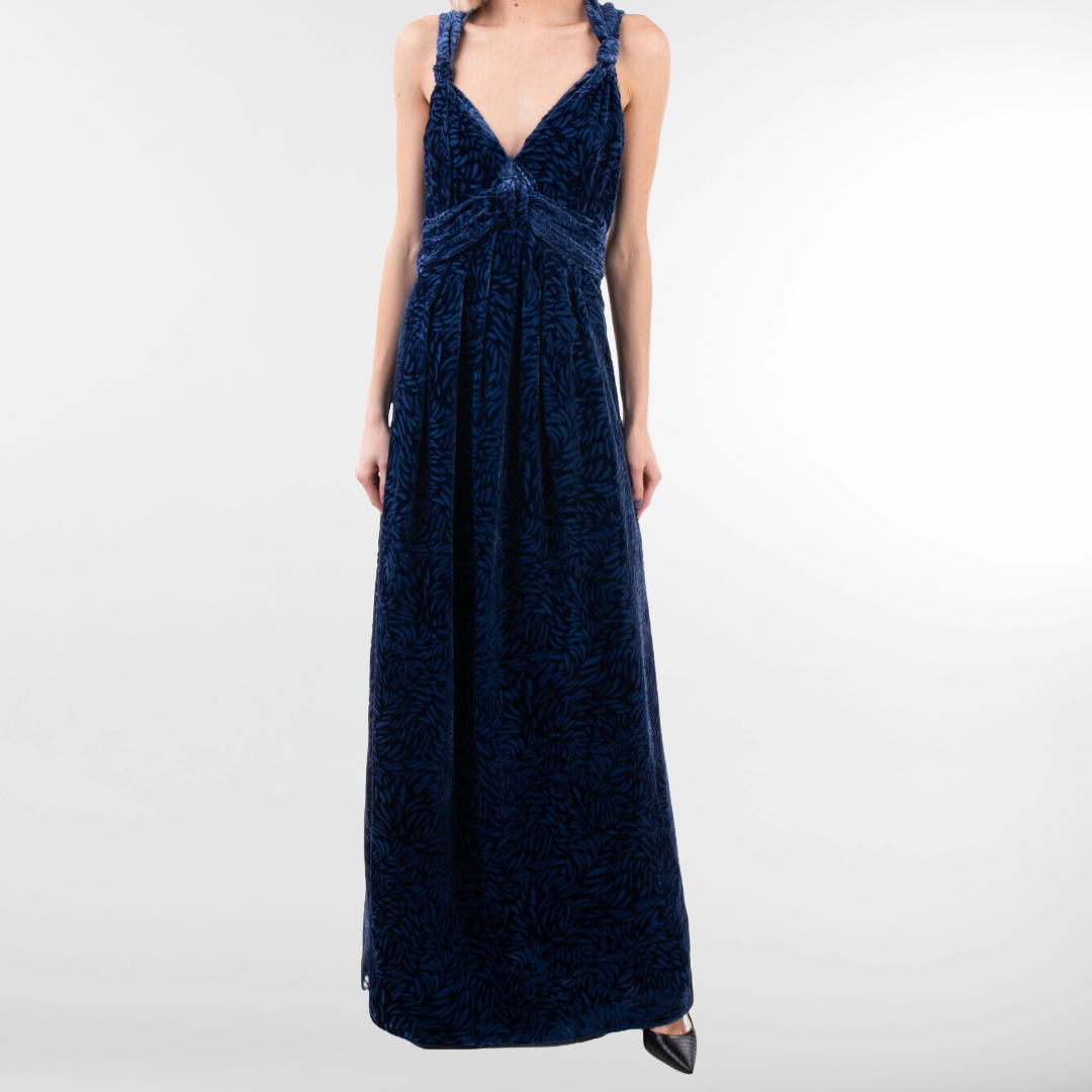 RRP £175 BNWT 8 Devore Maxi A-Line Dress Size S, gathered Sleeveless V Neck