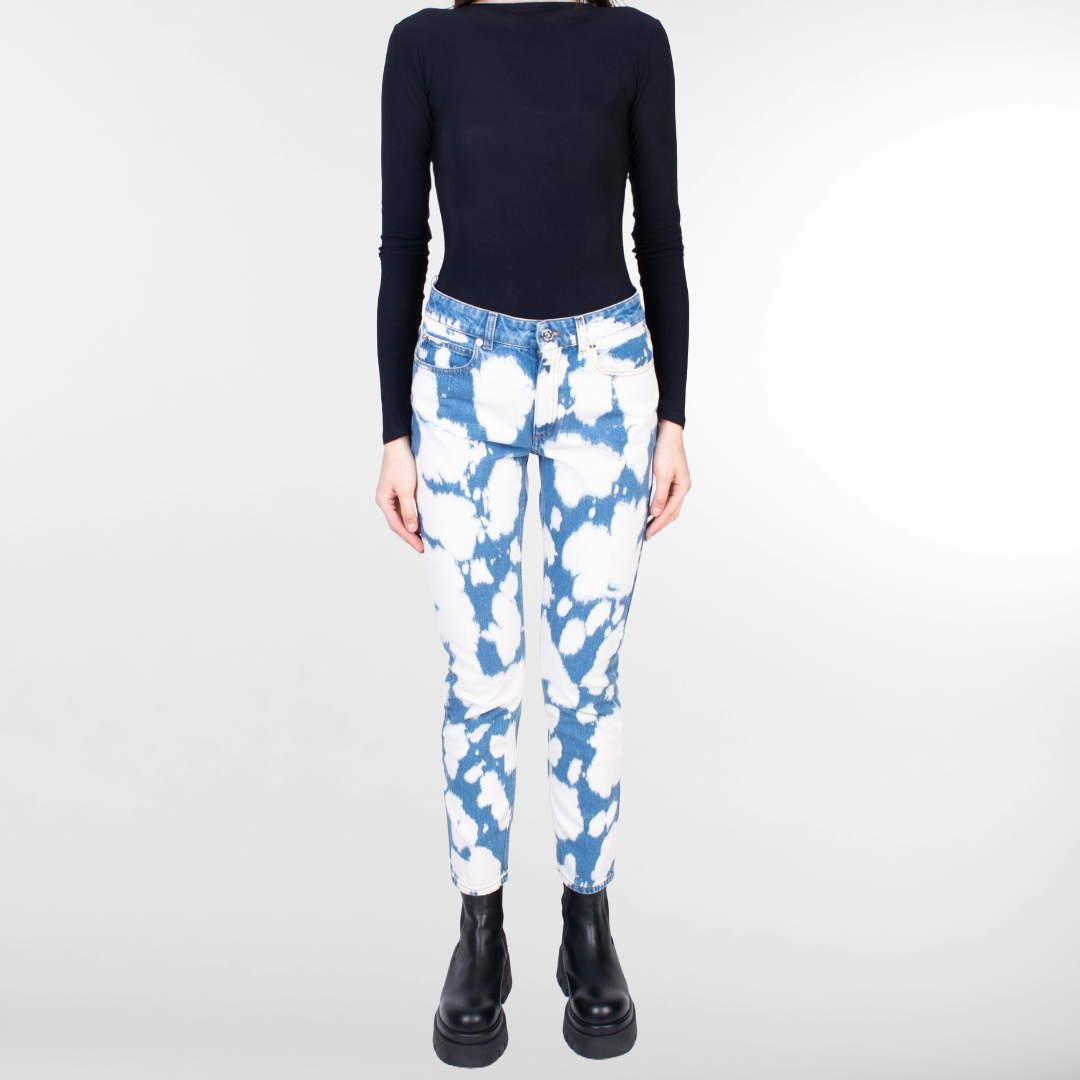 RRP £580 BNWT BURBERRY Size 4 Womens Jeans Size W27, Logo Patch, Bleached, Slim Fit, Made In Italy