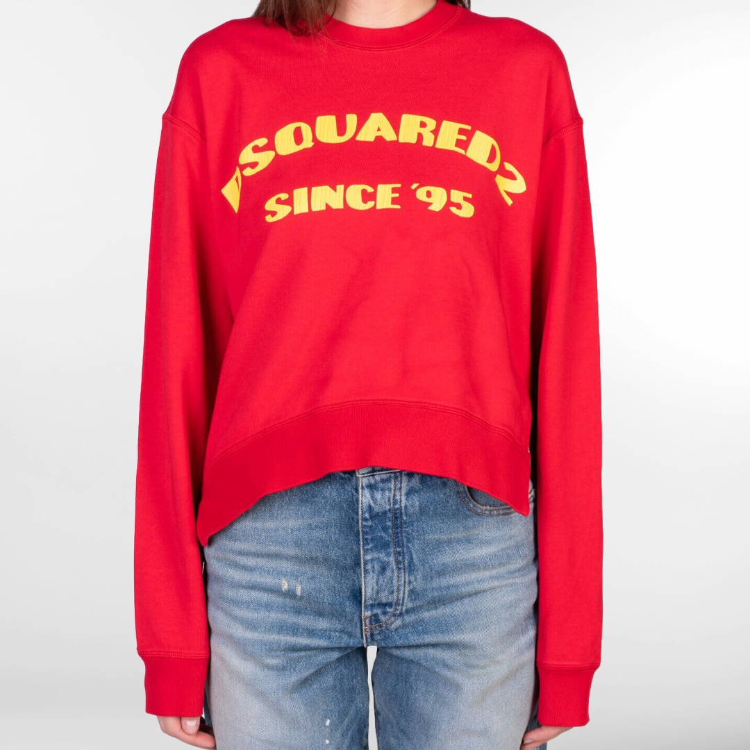 RRP £300 BNWT DSQUARED2 Sweatshirt Size M, Cracked Logo, Dipped Hem