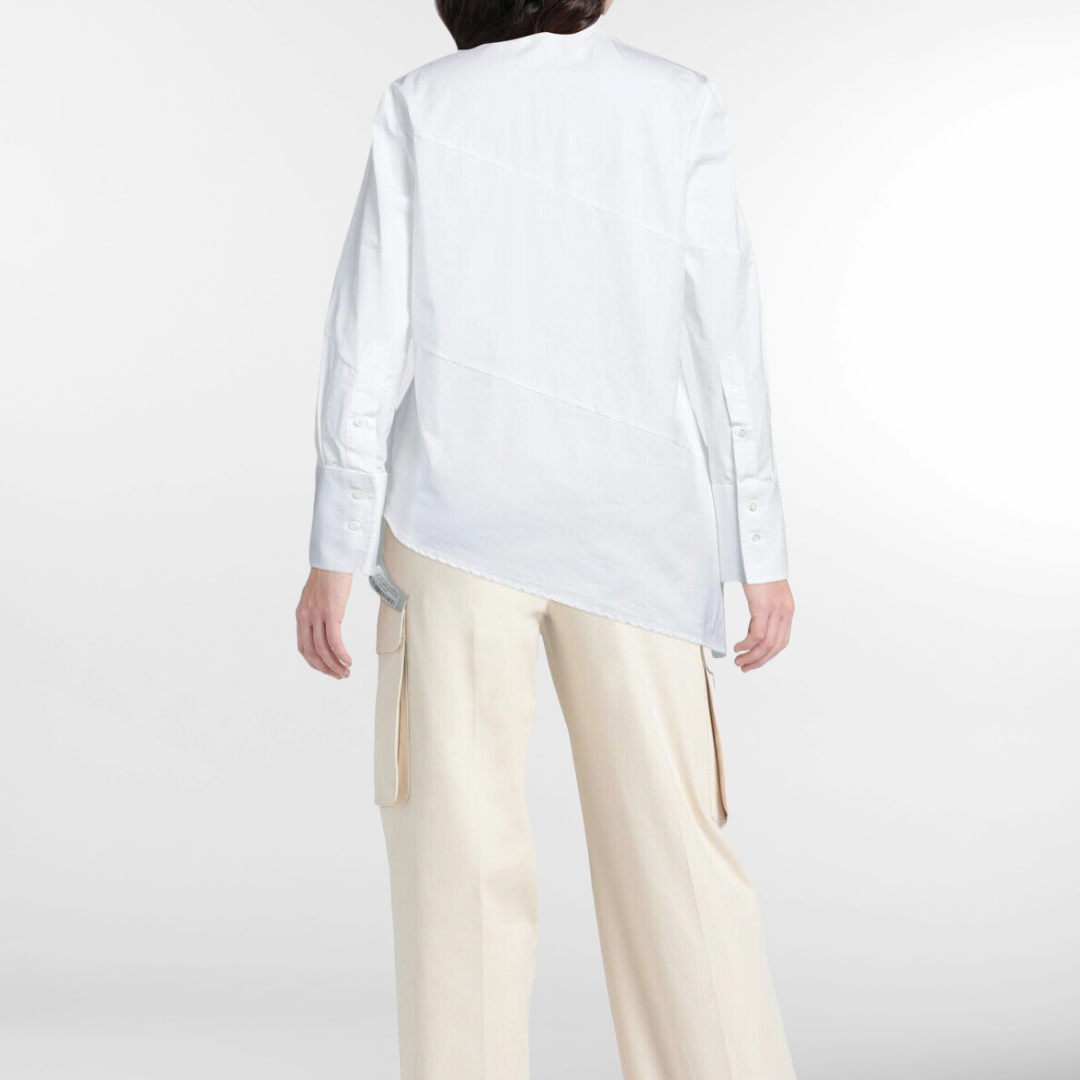 RRP £450 BNWT OFF-WHITE c/o VIRGIL ABLOH Shirt Size 12 L, Embroidered, Asymmetric Draped, Made in Italy