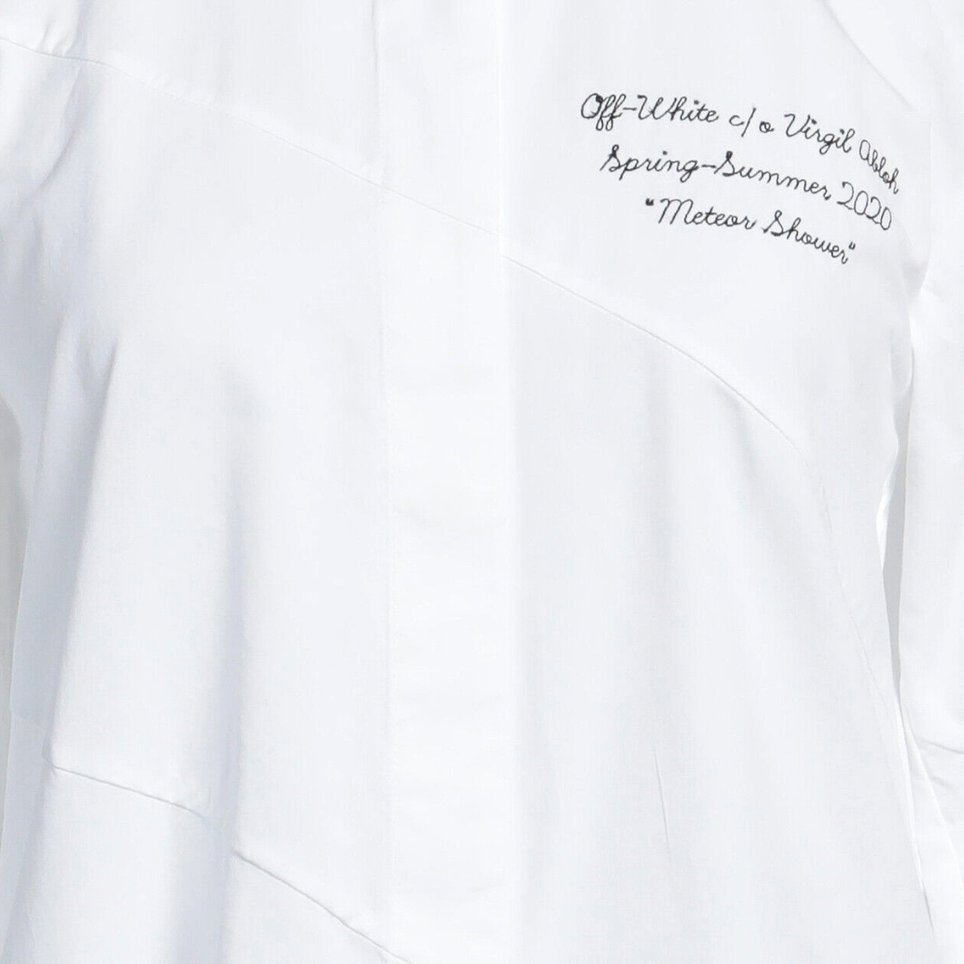 RRP £450 BNWT OFF-WHITE c/o VIRGIL ABLOH Shirt Size 12 L, Embroidered, Asymmetric Draped, Made in Italy