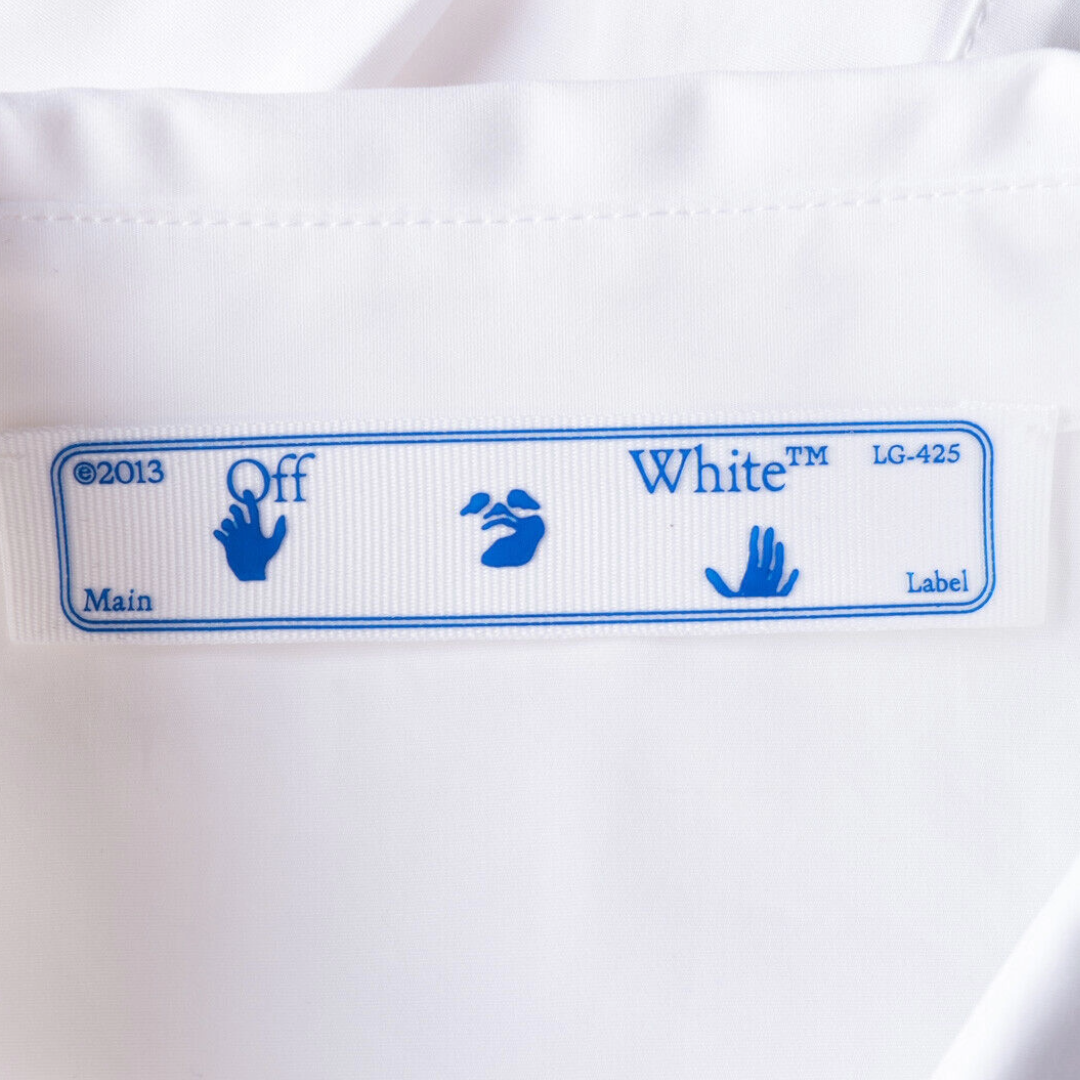 RRP £450 BNWT OFF-WHITE c/o VIRGIL ABLOH Shirt Size 12 L, Embroidered, Asymmetric Draped, Made in Italy