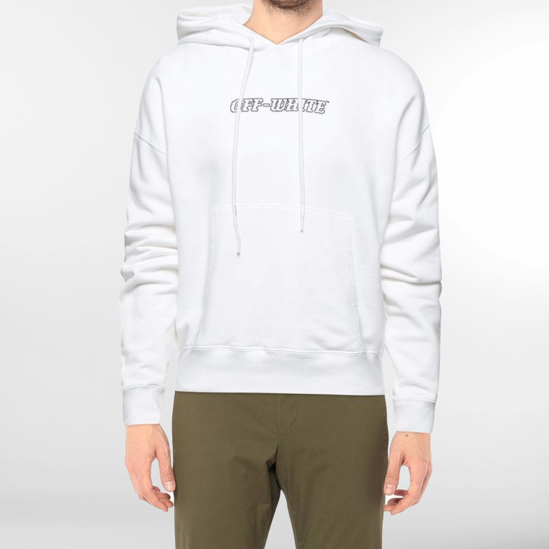RRP £385 Pre-Loved OFF-WHITE Hoodie Size XXS White Pascal Hand Gun Painting, Printed Logo
