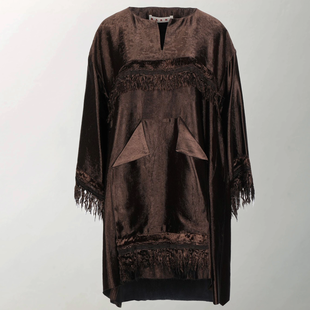 RRP £910 BNWT Designer Womens MARNI Satin Trapeze Dress M UK8