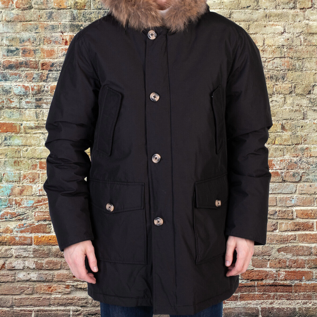 RRP £300 BNWT CANADIAN CLASSIC Designer Men's Down Jacket L Racoon Fur