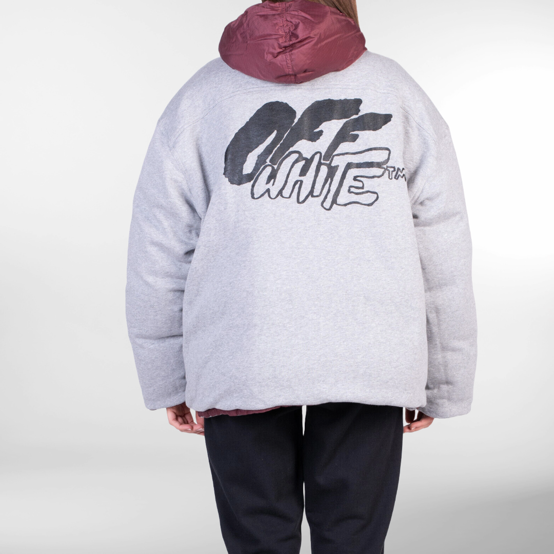 RRP £1826 BNWT OFF-WHITE c/o VIRGIL ABLOH Warm Down Oversized Anorak Jacket Size XS, Zip Hooded
