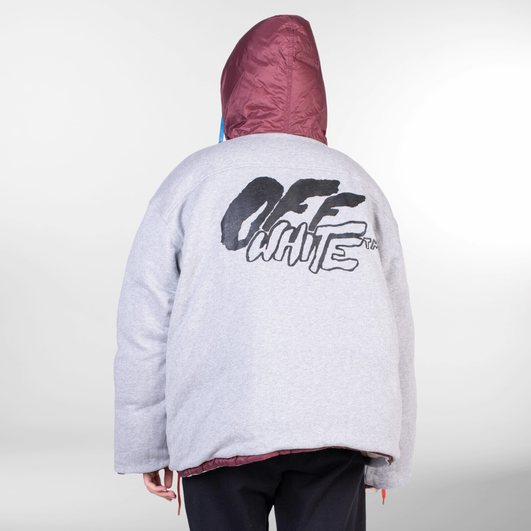 RRP £1826 BNWT OFF-WHITE c/o VIRGIL ABLOH Warm Down Oversized Anorak Jacket Size XS, Zip Hooded