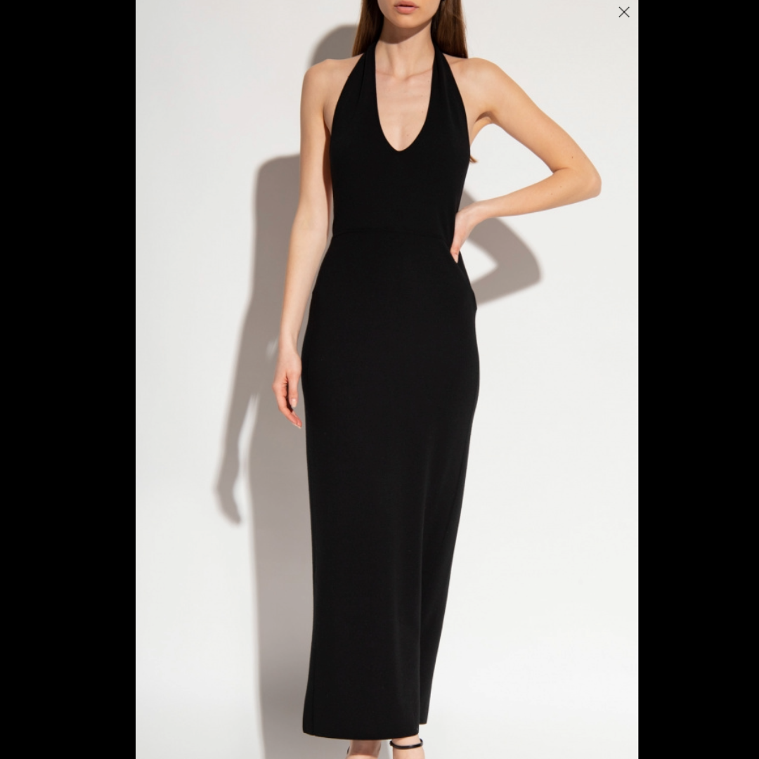 RRP £2165 BNWT SAINT LAURENT Wool Knitted Long Dress Size S, Halter Neck.