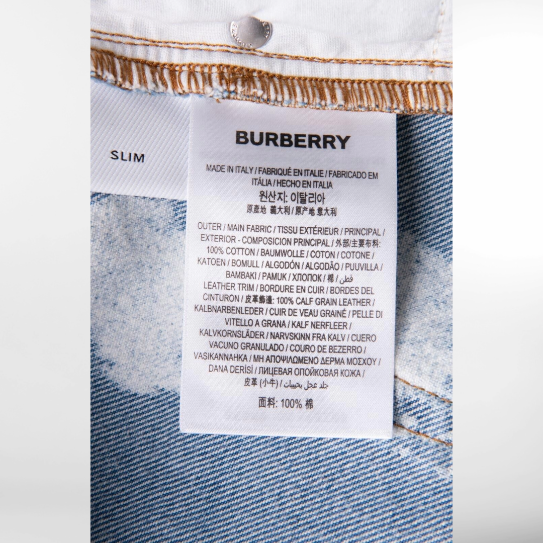 RRP £580 BNWT BURBERRY Size 4 Womens Jeans Size W27, Logo Patch, Bleached, Slim Fit, Made In Italy