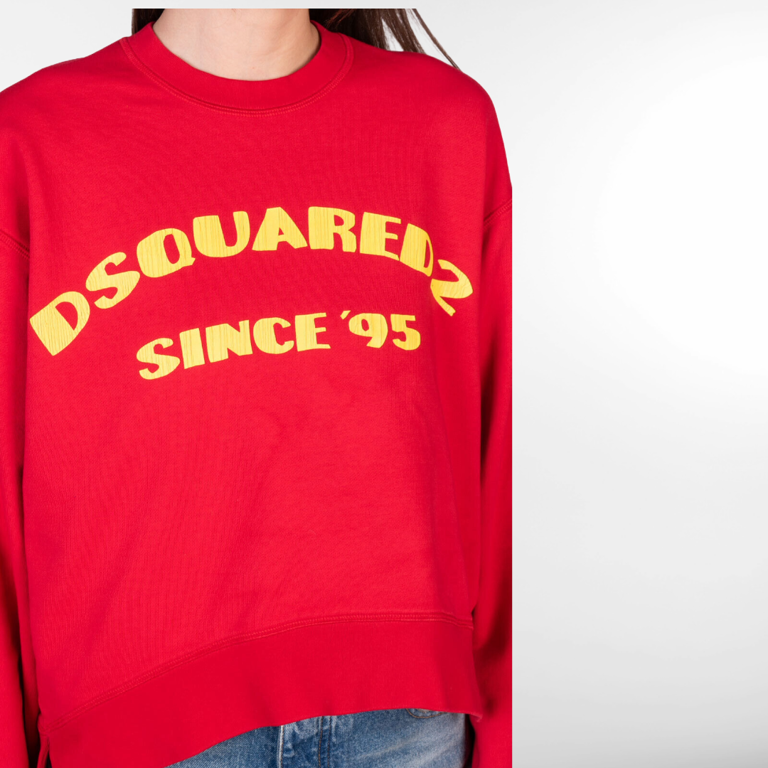 RRP £300 BNWT DSQUARED2 Sweatshirt Size M, Cracked Logo, Dipped Hem