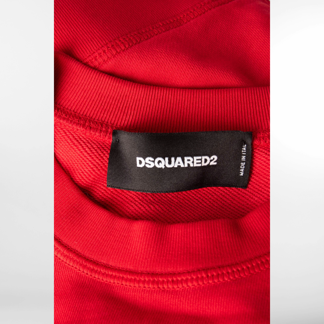 RRP £300 BNWT DSQUARED2 Sweatshirt Size M, Cracked Logo, Dipped Hem