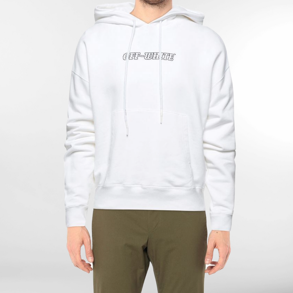 RRP 385 Pre Loved OFF WHITE Hoodie Size XXS White Pascal Hand Gun Painting Printed Logo