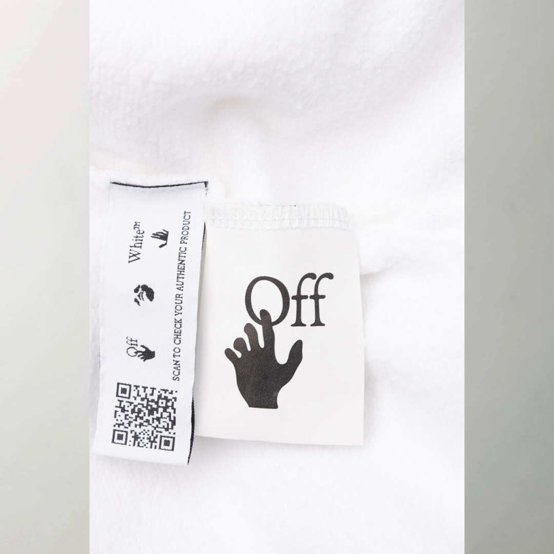 RRP £385 Pre-Loved OFF-WHITE Hoodie Size XXS White Pascal Hand Gun Painting, Printed Logo