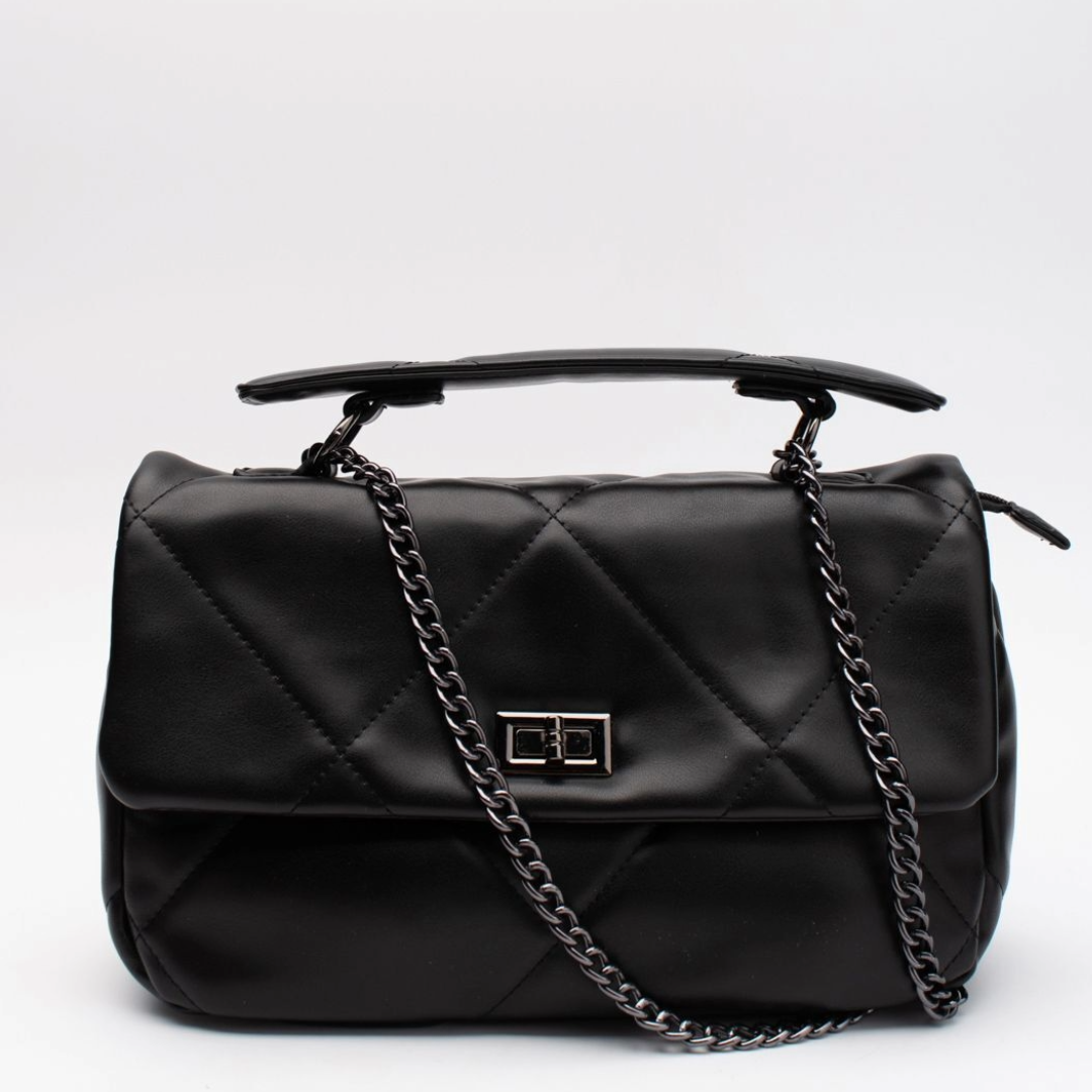 RRP £200 BNWT MAURY Satchel Bag, Quilted Panel, Chain Strap, Turn Lock - Made in Italy