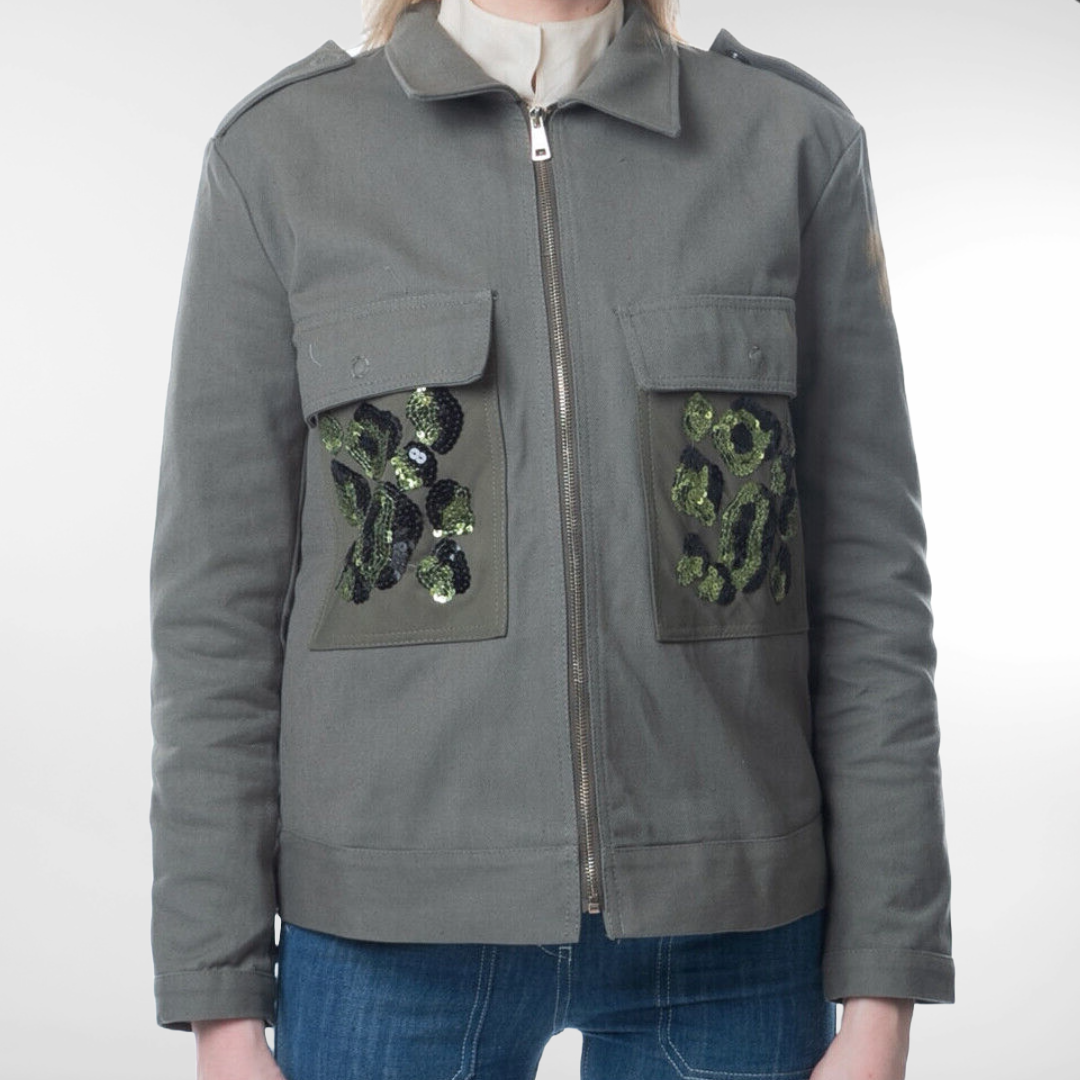 BNWT GEORGE J. LOVE Designer Womens Military with Sequins Jacket Size S, UK 8, - Made In Italy